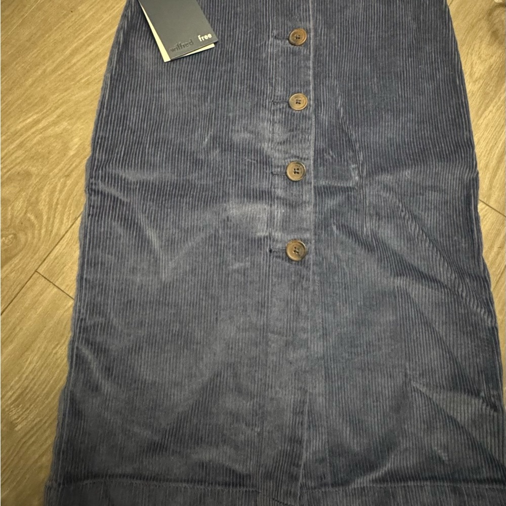 Wilfred Blue Corduroy Button-Front Pencil Skirt
